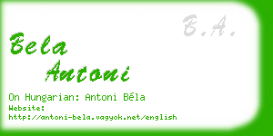 bela antoni business card
